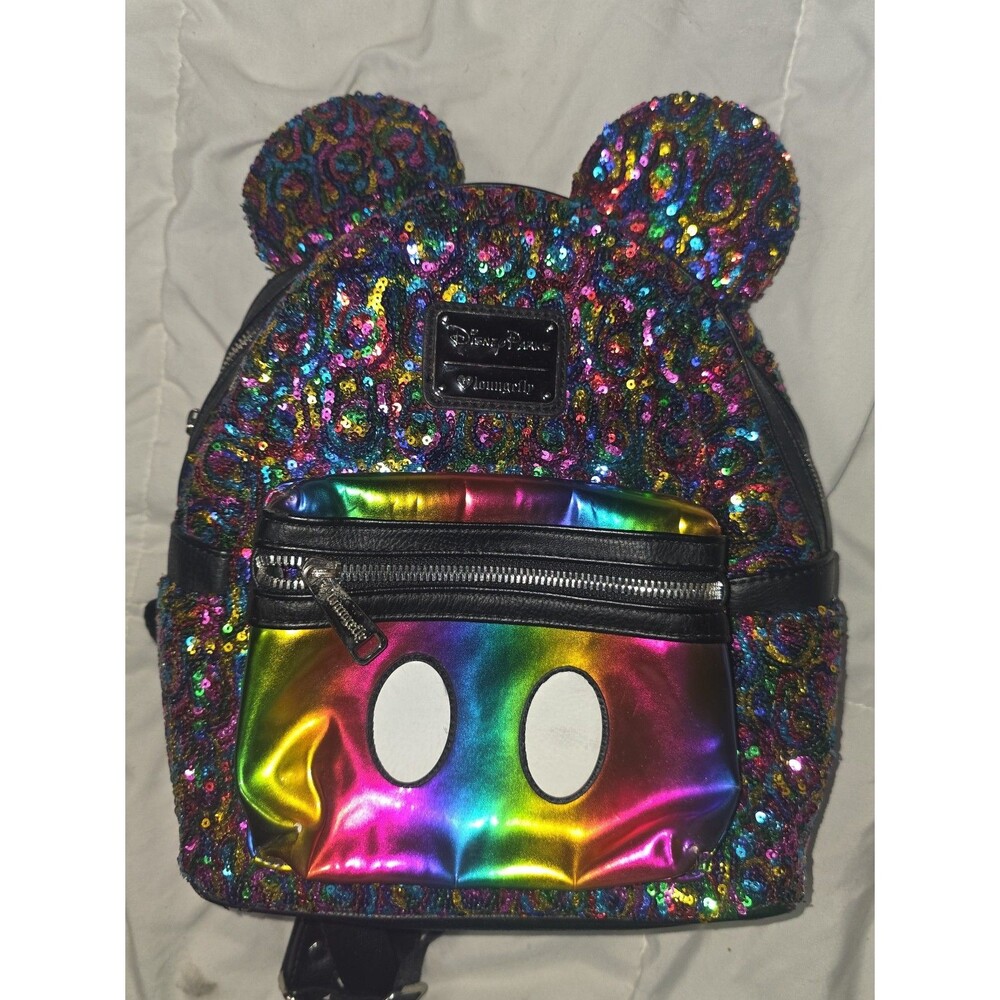 Loungefly Disney parks sequin rainbow Minnie mouse mini backpack bookbag bag!